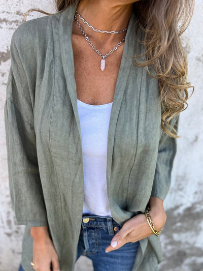 Cardigan en lin avec volants