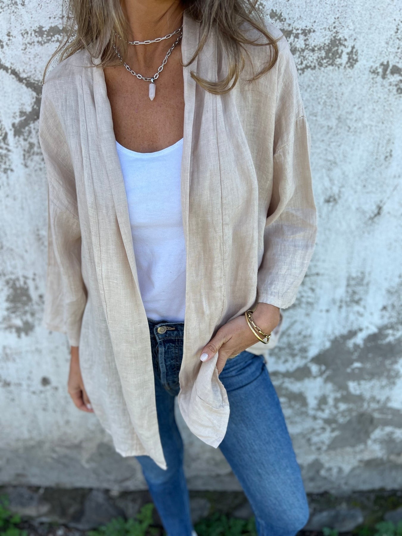Cardigan en lin avec volants