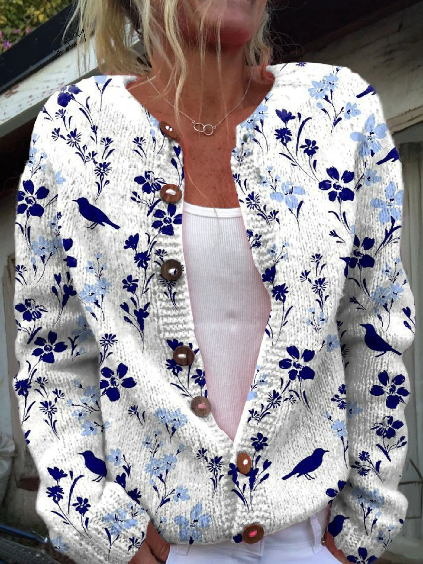Wiebke® | Cardigan en tricot à boutons avec impression florale vintage