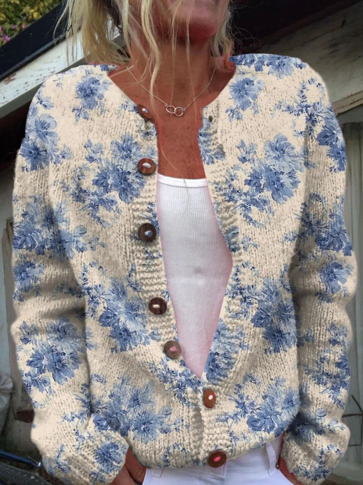 Berta® | Cardigan Pull à Boutons Floral Art pour Femmes