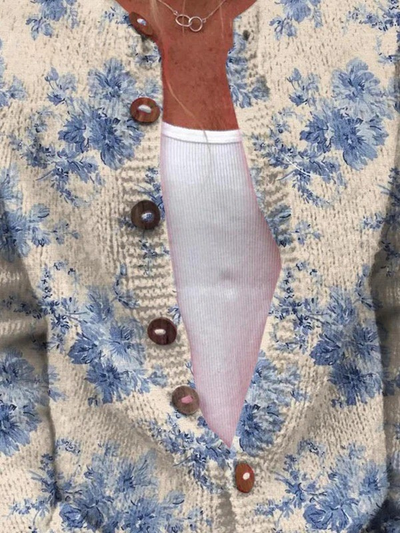 Berta® | Cardigan Pull à Boutons Floral Art pour Femmes