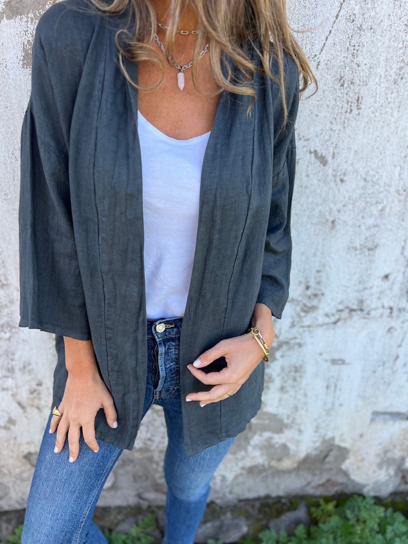 Cardigan en lin avec volants