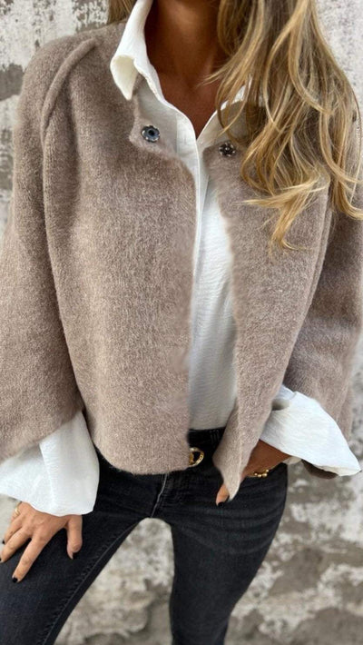 BEA | Manteau en laine pour femmes avec col rond et manches longues