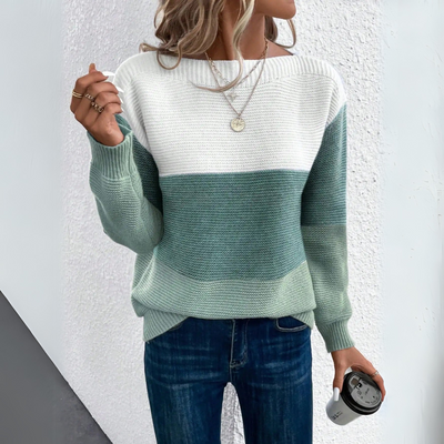 Clara | Pull Patchwork Élégant à Trois Couleurs