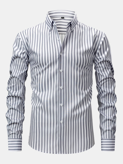 Chemise à rayures à manches longues avec boutons & pantalon fuselé slim fit