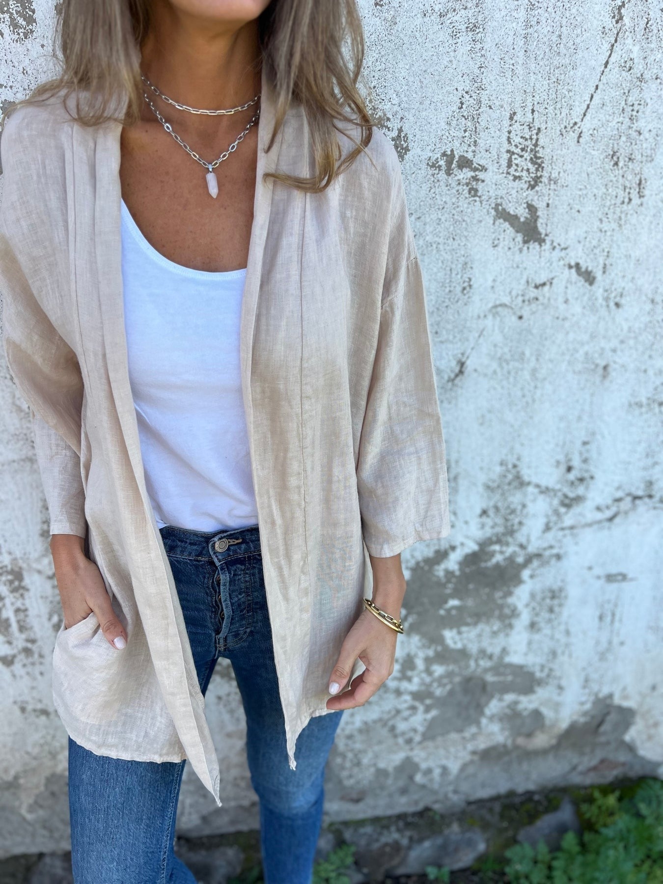 Cardigan en lin avec volants