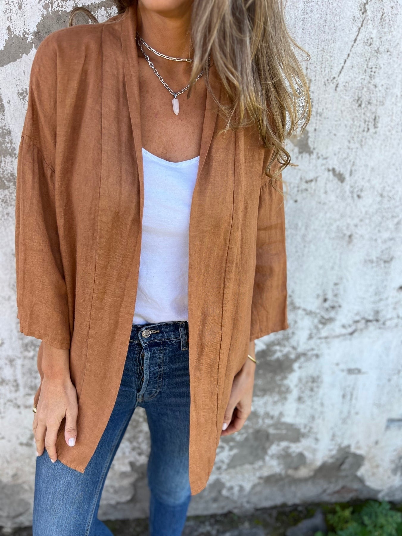 Cardigan en lin avec volants
