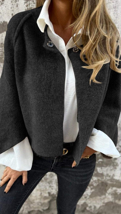 BEA | Manteau en laine pour femmes avec col rond et manches longues