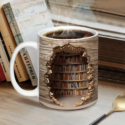 Amalia | Tasse magique à changement de chaleur avec motif de bibliothèque
