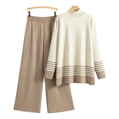 Lia® - Ensemble Bicolore Classique et Confortable avec Col Montant