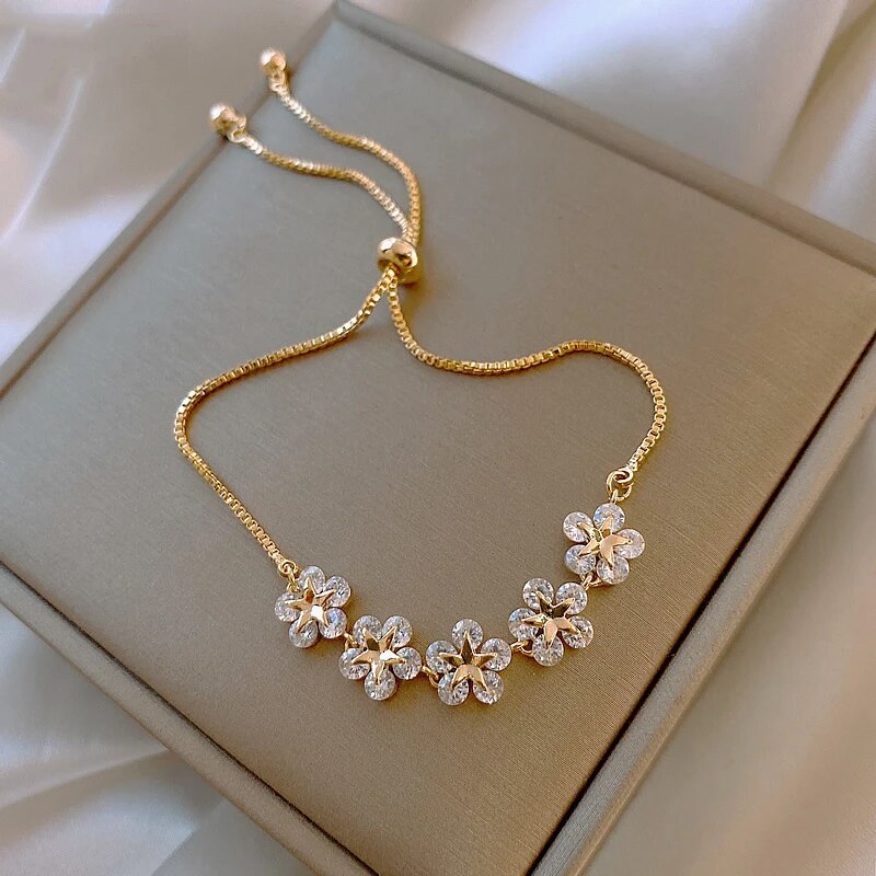 Patrizia® | Bracelet en fleurs en cristal luxueux en or