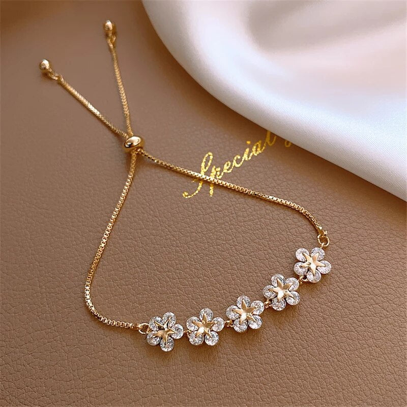 Patrizia® | Bracelet en fleurs en cristal luxueux en or