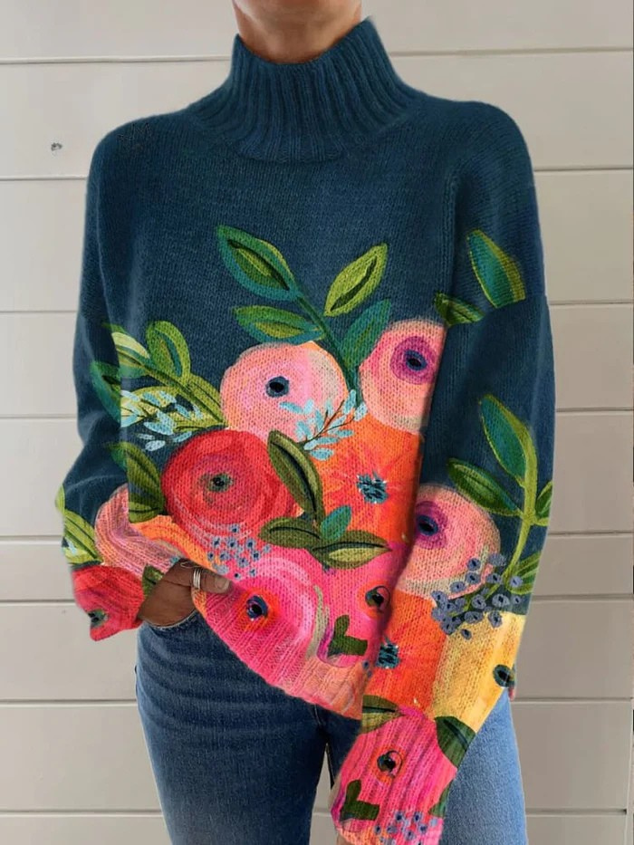 Kira® | Pull rétro à motif floral avec col