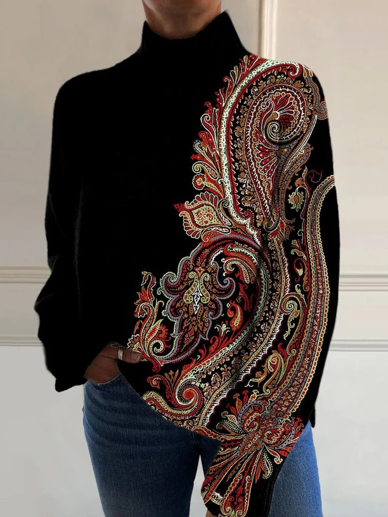 Tamina® | Pull à motif rétro avec col roulé