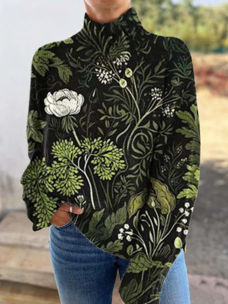 Vivien® | Pull vintage pour femmes avec motif floral botanique en tricot