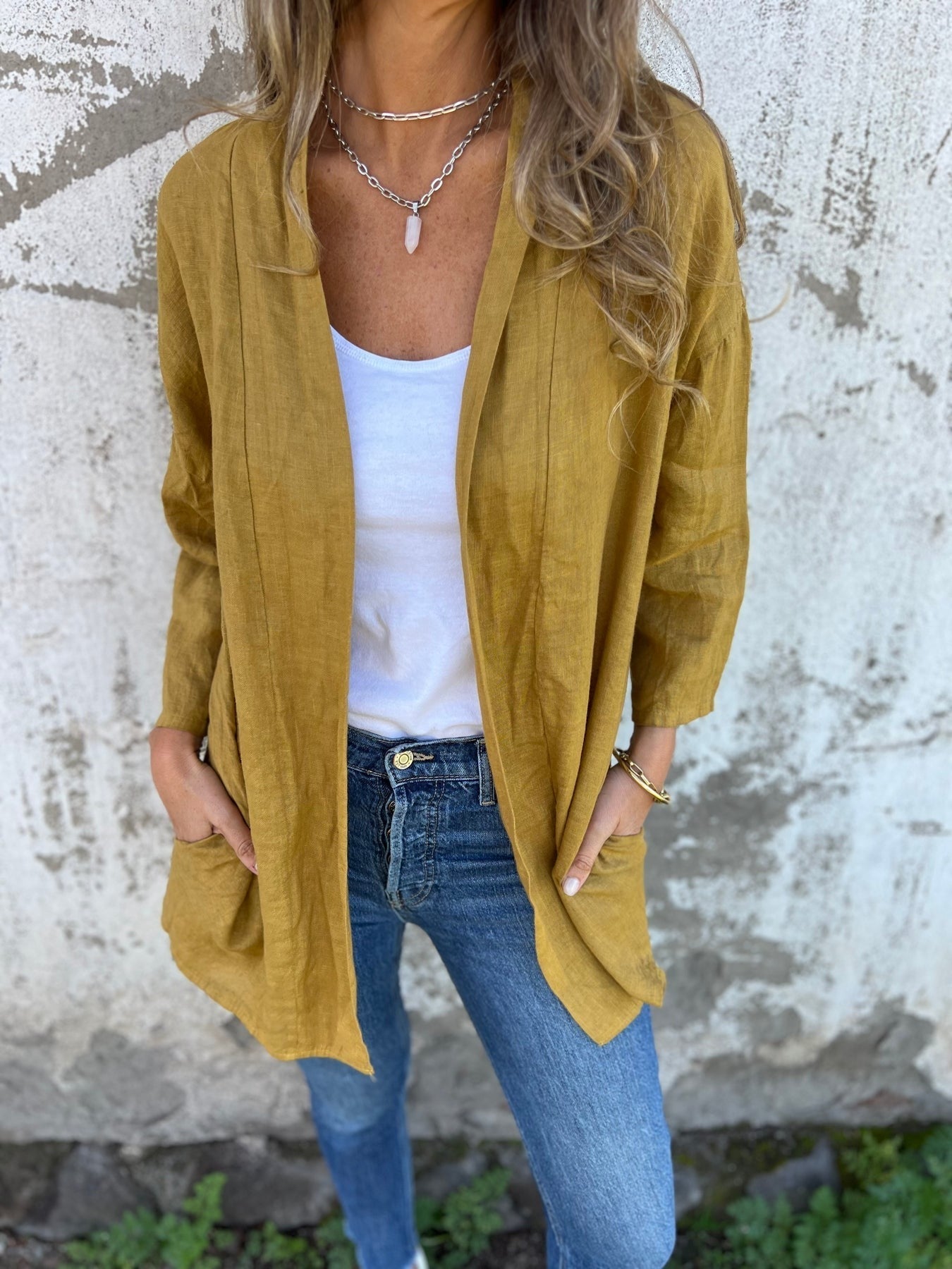 Cardigan en lin avec volants