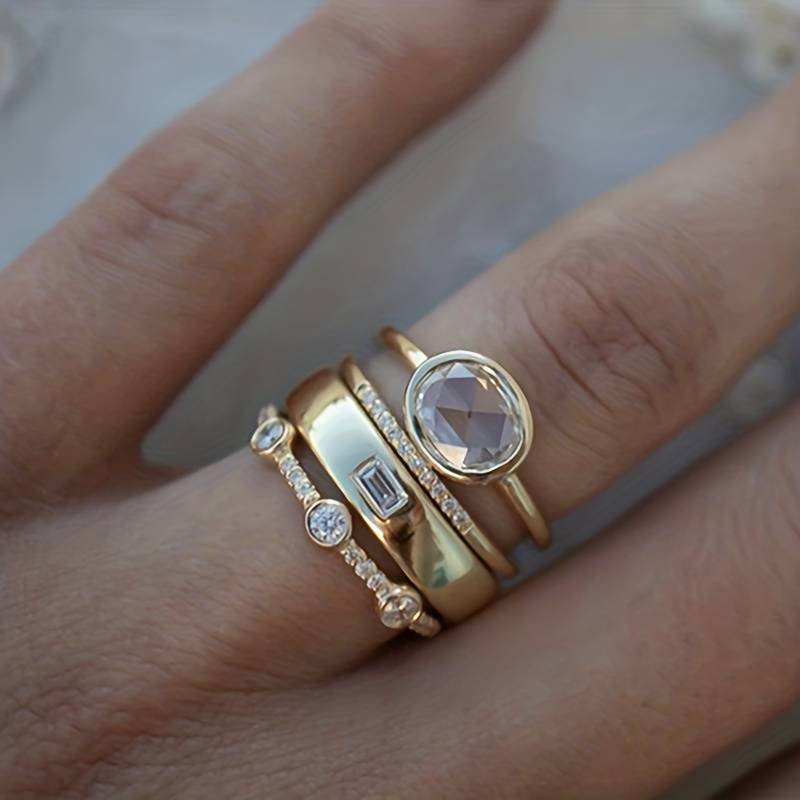 Lily - Ensemble de bagues en or et zirconia