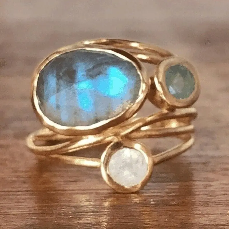 Bague en Pierre de Lune Bleue