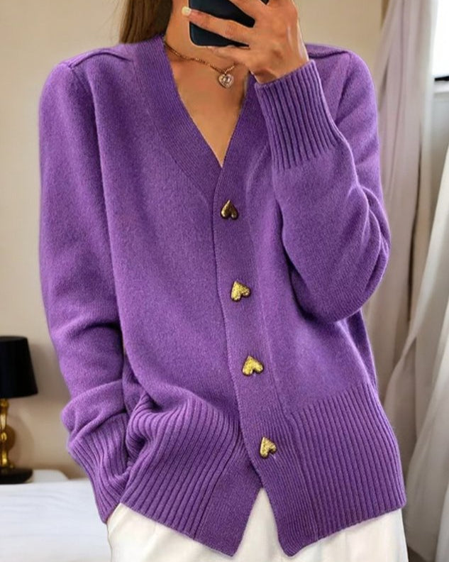 Adele™ | Cardigan élégant avec des boutons en forme de cœur